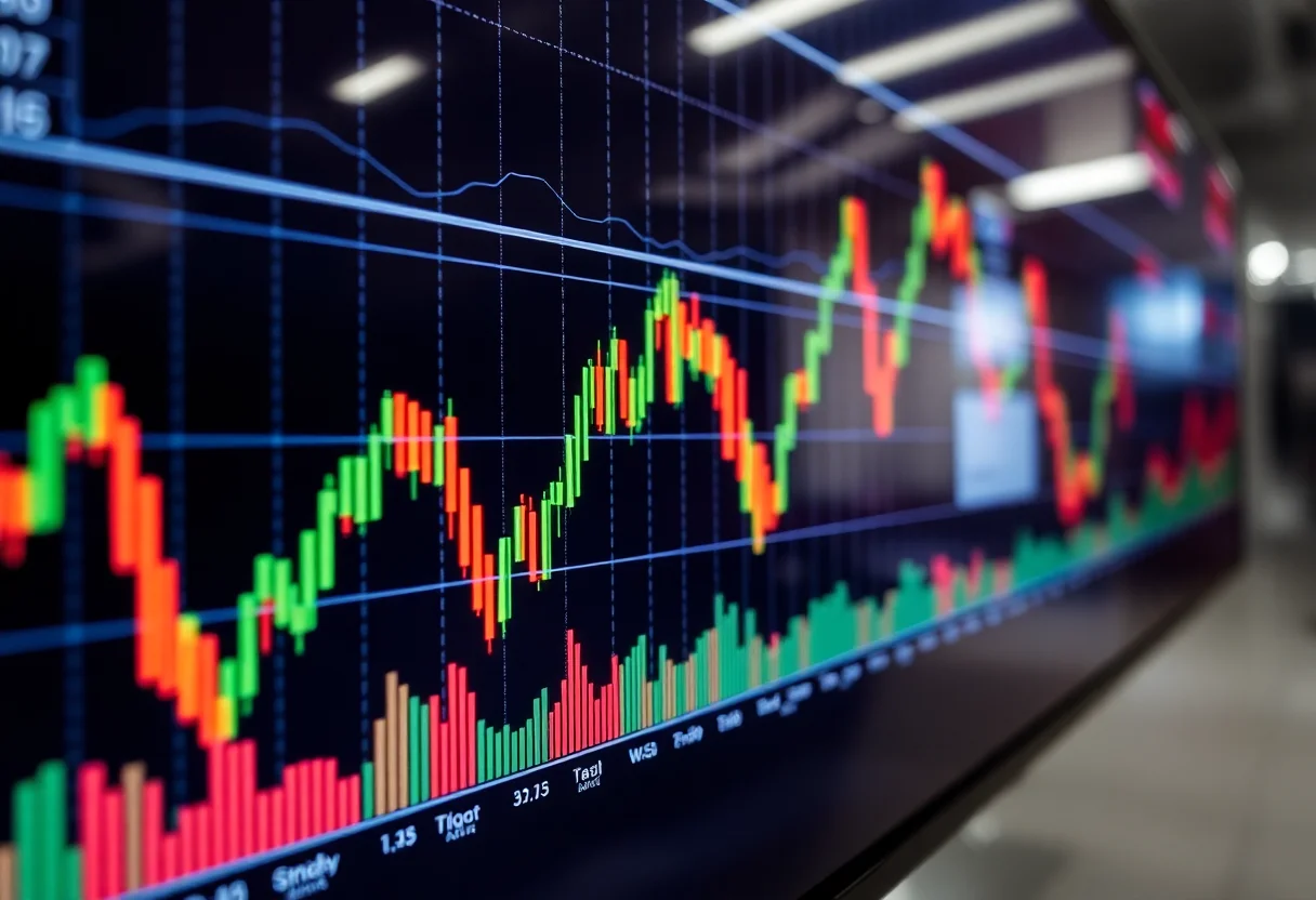 Abstract image of stock market charts and graphs on a digital screen